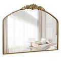 Antique Gold Arch Wall Mirror, 48"x30" Traditional Vintage Mantel Mirror with Ornate Metal Frame, Baroque Victorian Mirror for Fireplace/Entryway/Bathroom/Living Room/Dining room