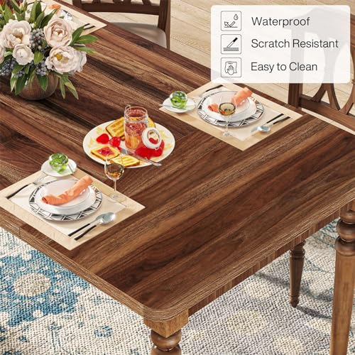 Tribesigns Farmhouse Dining Table for 4-6 People, 63-Inch Rectangular Kitchen Table, Oak R581
