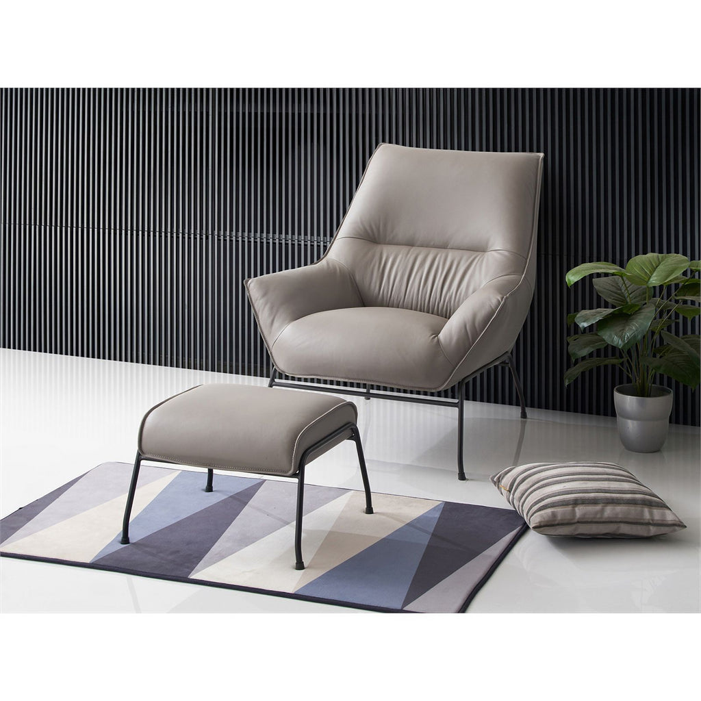 ACME Furniture Jabel Upholstered Leather Accent Chair and Ottoman K9499