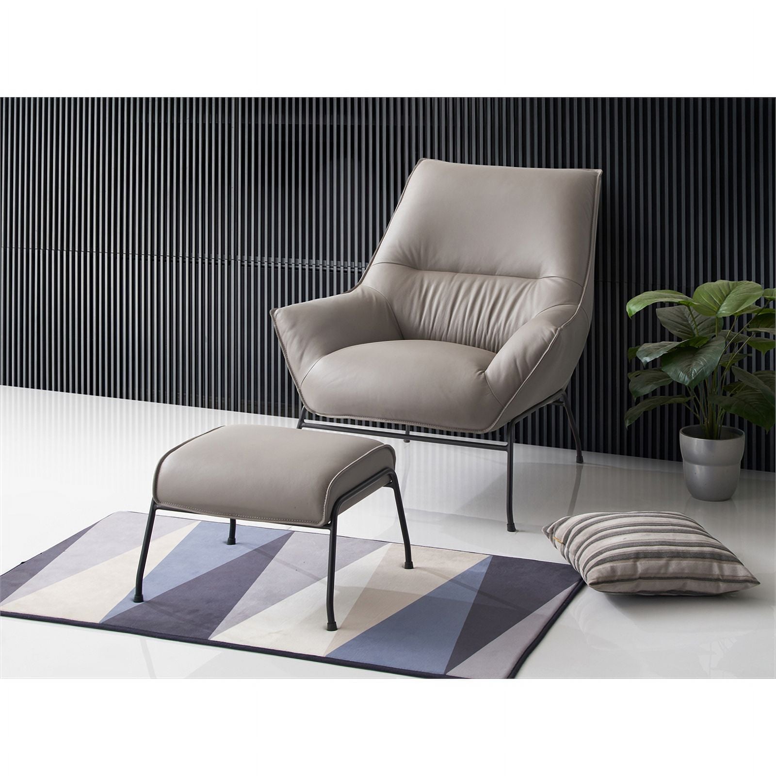 ACME Furniture Jabel Upholstered Leather Accent Chair and Ottoman K9499