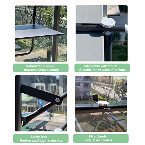 Balcony Hanging Table for Railings, Outdoor Folding, Black T1185