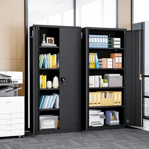 Qiaoxuan Metal Garage Storage Cabinet with 2 Doors and 4 Adjustable Shelves I354