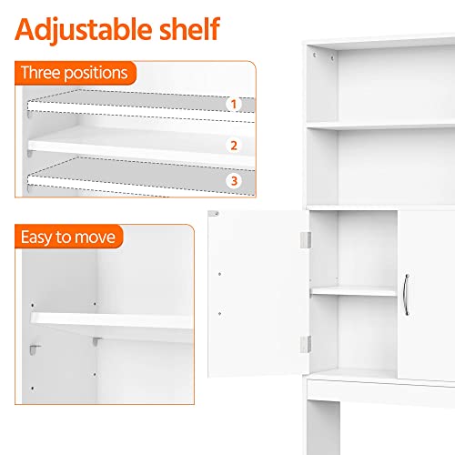 Yaheetech Over The Toilet Storage, Taller Bathroom Organizer Cabinet, White X17514