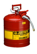 Justrite 5 Gallon Red Safety Can Type II AccuFlow 5/8x22 Hose 7250120