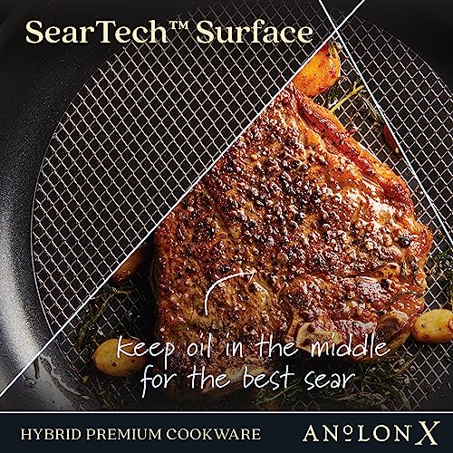 Anolon X Hybrid Nonstick Cookware Set, 12 Piece, Charcoal Gray B384083