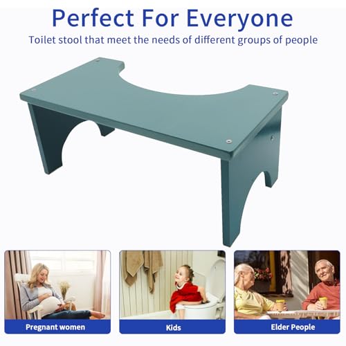 Toilet Poop Stool 6.7" Non-Slip Wood Bathroom Foot Stool for Adults A797383
