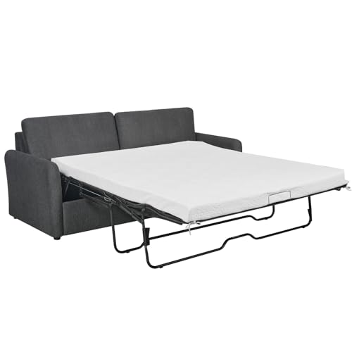 Sleeper Sofa Couch with Pullout Bed, Convertible Queen Size, Dark Grey Q469258