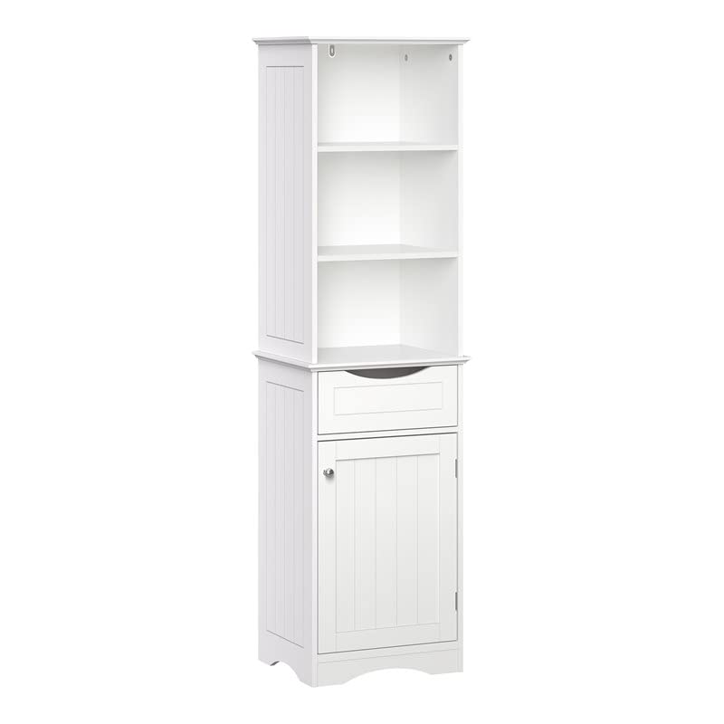 RiverRidge Ashland Bathroom Freestanding Storage Cabinet with 3 Open Shelves and Drawer D935