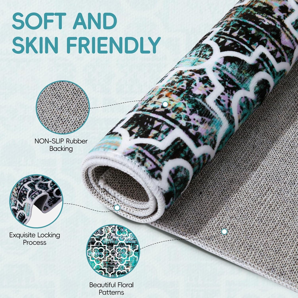 Washable Area Rug 5x7 Non-Slip for Living Room A3960