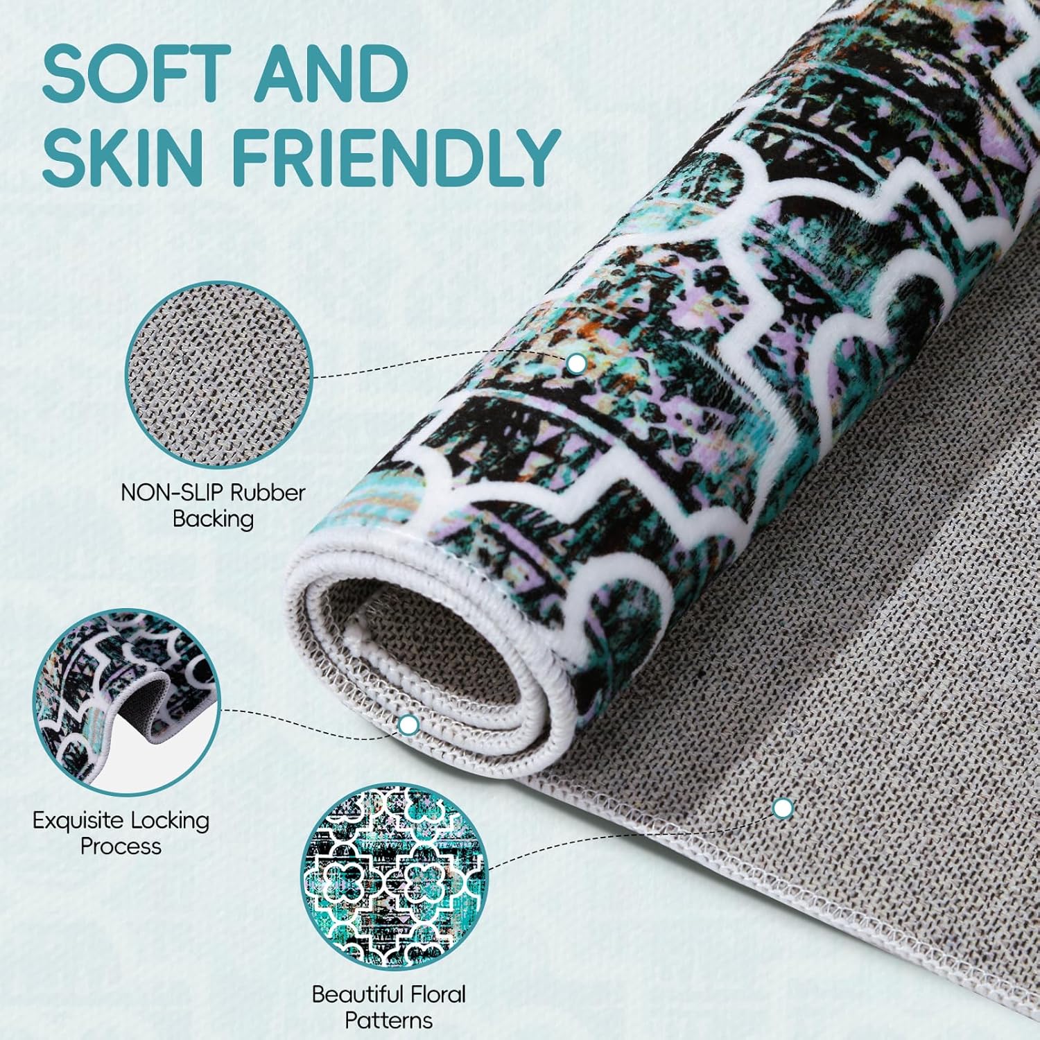 Washable Area Rug 5x7 Non-Slip for Living Room A3960