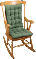 2-Piece Padded Rocking Chair Cushion Set. Comfortable Green Seat and Back Pad. Fits Most Rocking Chairs. Premium Quality Fabric