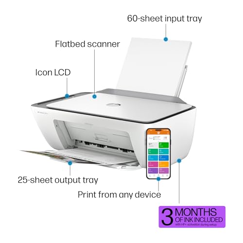 HP DeskJet 2855e Wireless All-in-One Color Inkjet Printer, Scanner, Copier J165