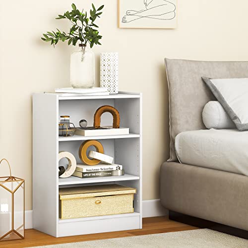 3 Shelf Bookcase with Adjustable Shelves, Wood Storage for Bedroom, Black C87086