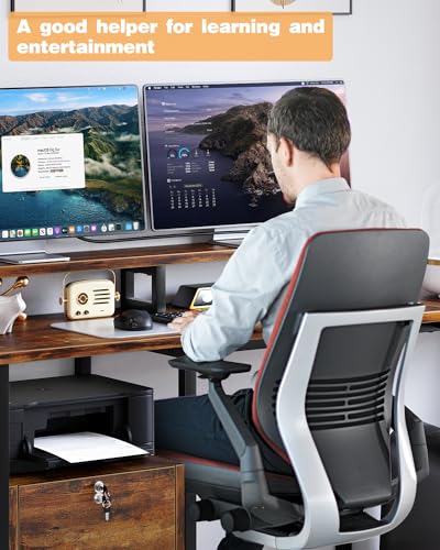 L Shaped Computer Desk with File Drawers, Power Outlets, Vintage Gray J419906