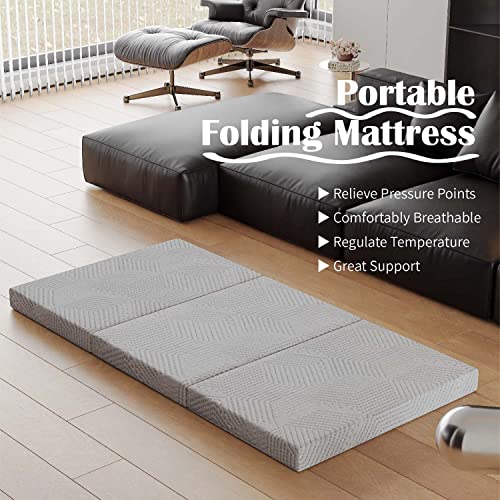 Folding Mattress 4 Inch Twin XL Memory Foam with Washable Cover C28711