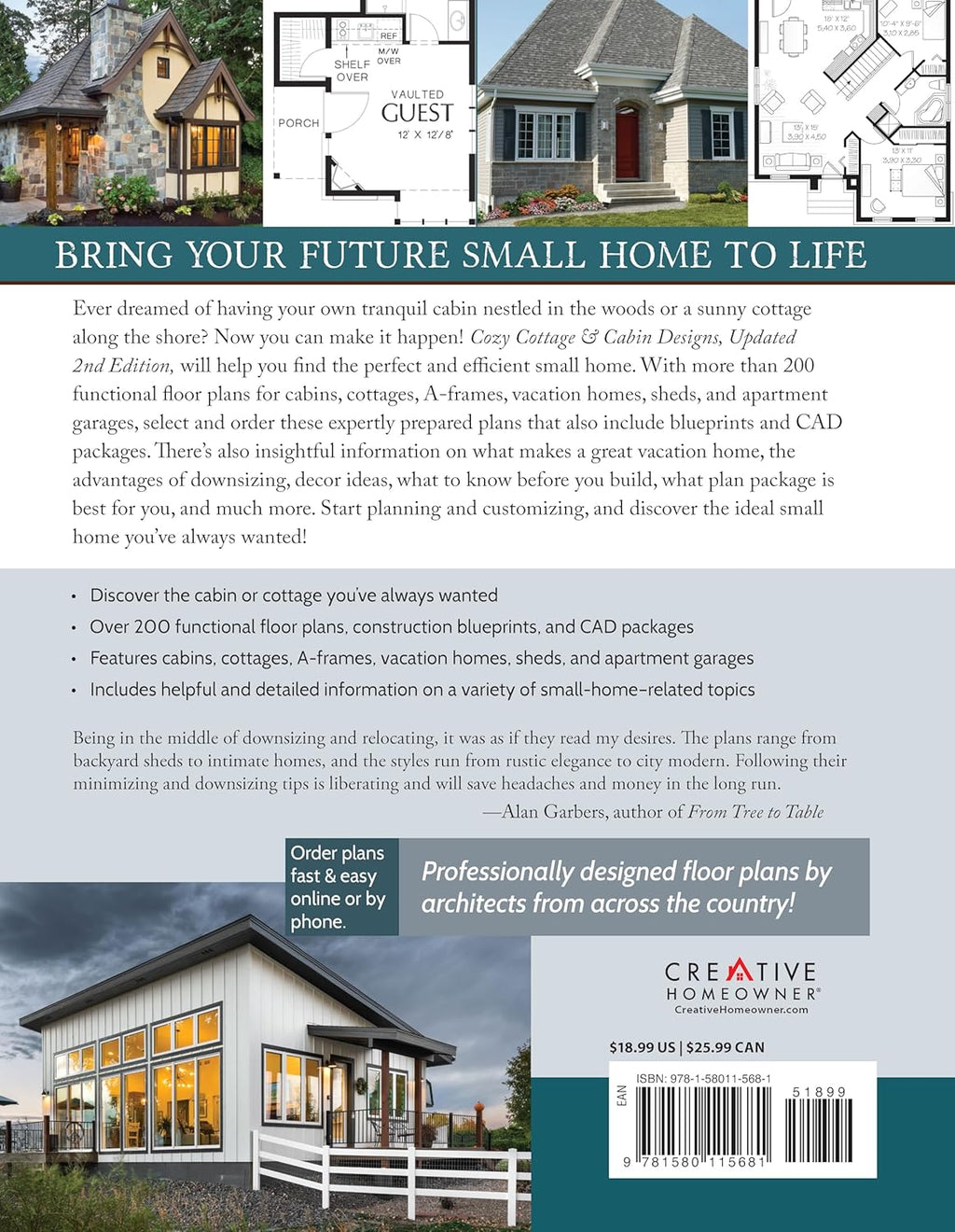 Cozy Cottage & Cabin Designs, Updated 2nd Edition: 200+ Plans for Small Homes O537