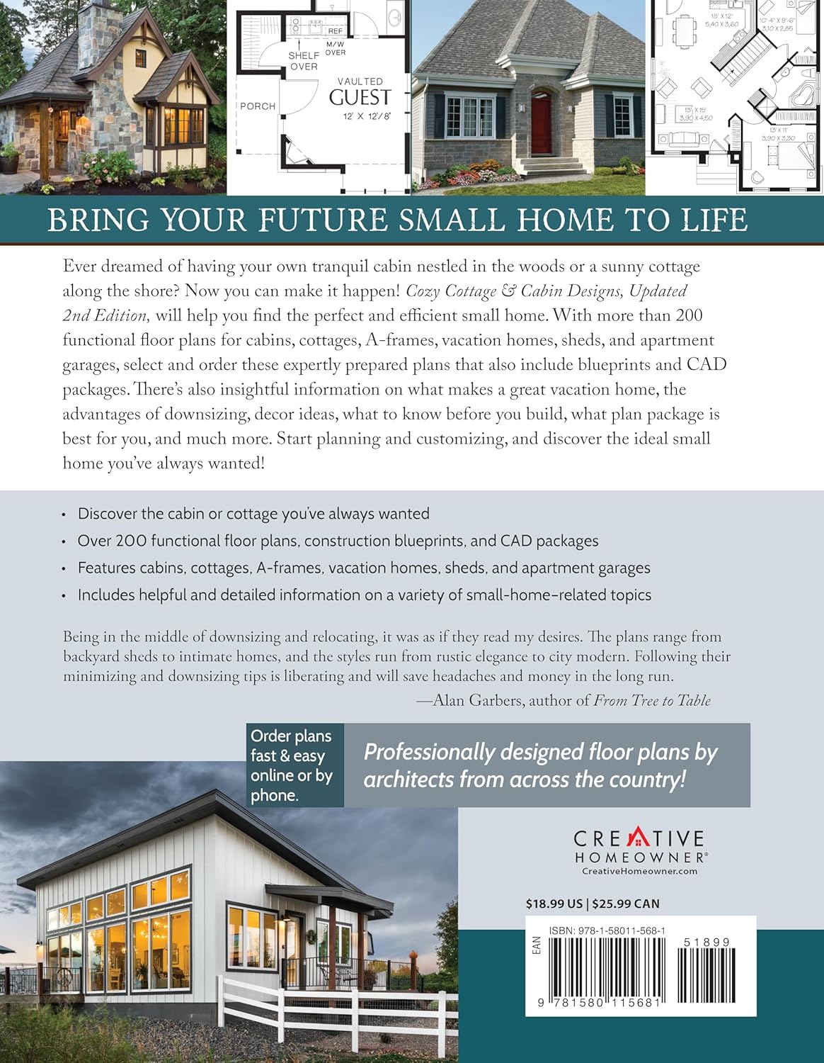 Cozy Cottage & Cabin Designs, Updated 2nd Edition: 200+ Plans for Small Homes O537