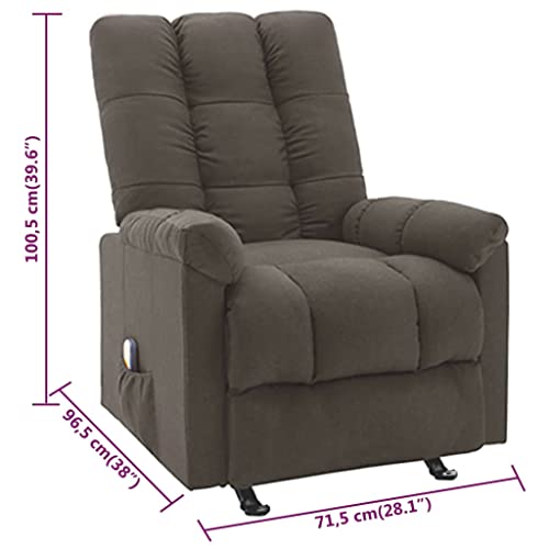 Massage Recliner Wingback Chair Brown Fabric U7191