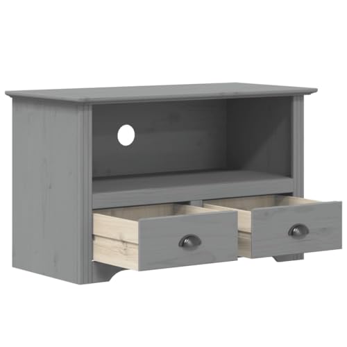 XAVIER Entertainment Center TV Stand with 2 Drawers BODO Gray Solid Wood Pine D66067