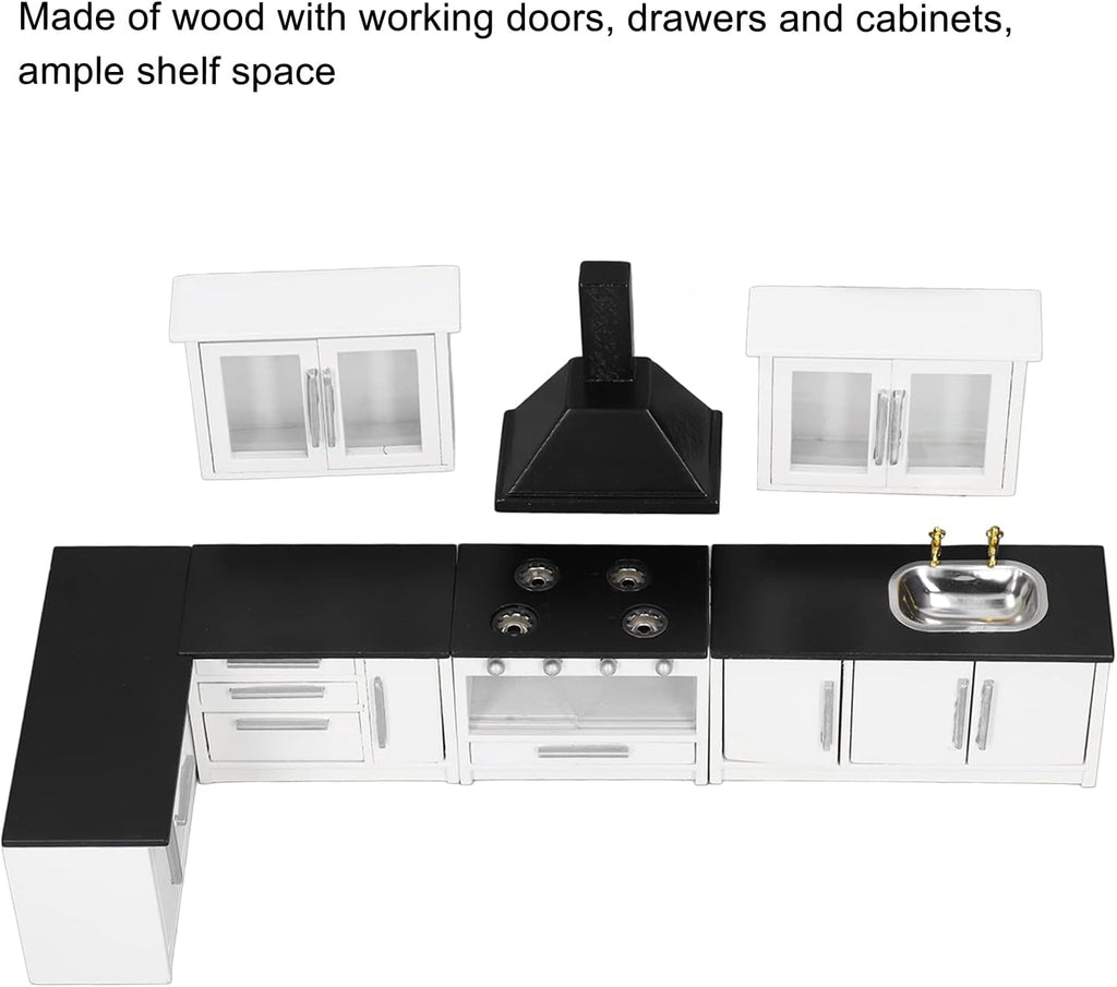 Keenso 1:12 Mini Dollhouse Kitchen Cabinet Set Wood Craftsmanship DIY J587720
