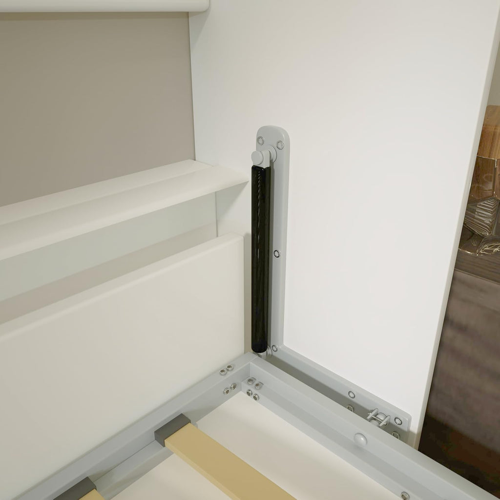 Twin Size Murphy Bed Wall Bedframe with Storage Shelves, White M2870