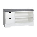 WellFurGeer Shoe Bench Entryway with Storage, Shoe Rack with Bench, Entryway Bench with Shoe Storage, Entryway Shoe Bench with Cushion, Shoe Bench Entryway, Brown + Gray