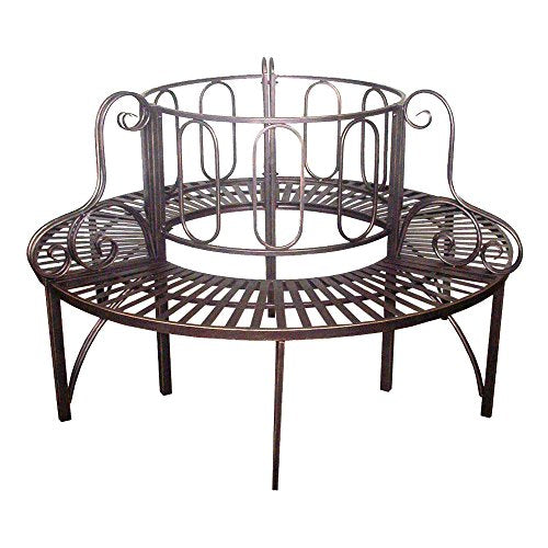 Design Toscano ZJ12063 Roundabout Circular Garden Tree Bench Seat, 47 Inch, Grey