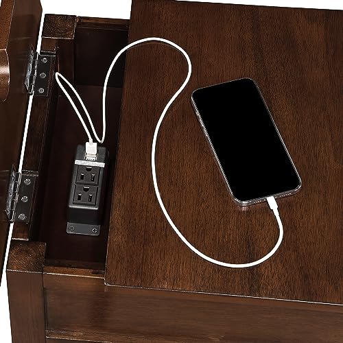 Convenience Concepts Country Oxford End Table with Charging Station, Espresso Z642
