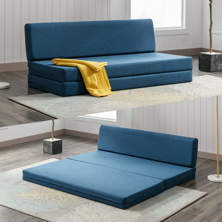 Mixoy Folding Sofa Bed Convertible Sleeper Chair Blue H91052