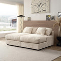 Oversized Luxe Chaise Lounge Loveseat Couch Bed, Comfy Corduroy Upholstered Indoor Leisure Sofa Recliner Daybed, Sleeper Chair with Solid Wood Legs & Throw Pillow for Living Room,Apartment