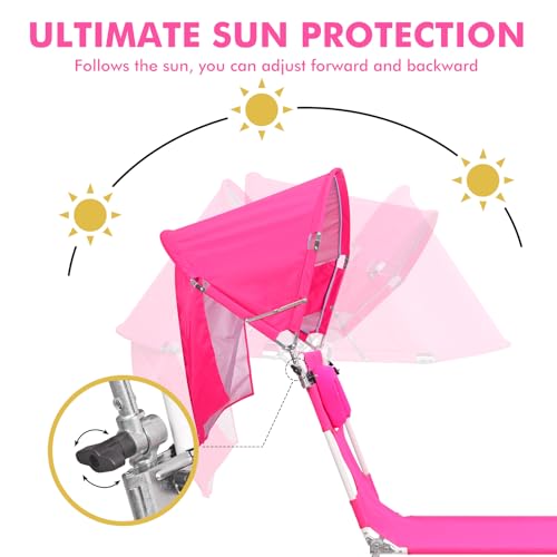 Backpack Beach Tanning Chair with Face Hole Sun Canopy, Folding Lounge Chair Reclining 6 Position, UPF 50+, 2 Pack W158