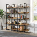 5-Shelf Bookcase, Large Open Bookshelf Modern Industrial Style, Open Display Shelves with Metal Frame for Living Room, Black