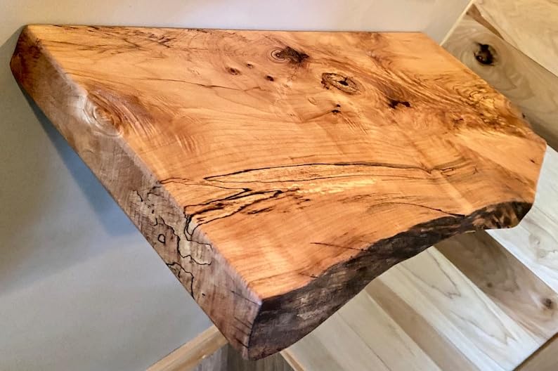 Spalted Maple Floating Shelves with Natural Edge, 30" Q205746