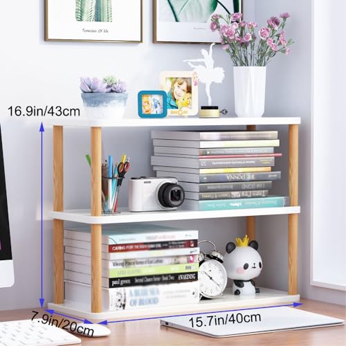 3 Tier Desktop Shelf Organizer, Freestanding Stackable Desk Storage Rack K731221