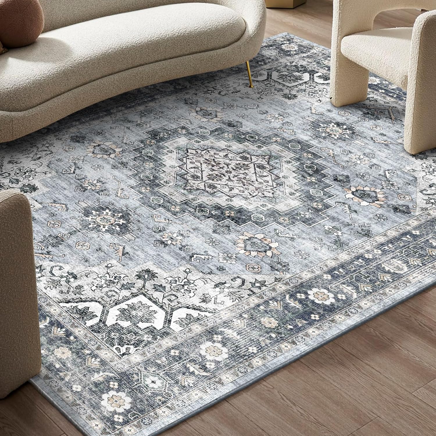 5x7 Machine Washable Non-Slip Area Rug S5756