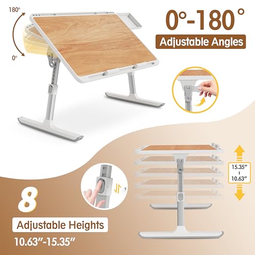 MONOMI Height & Angle Adjustable Laptop Stand for Bed with Storage Drawer N5345