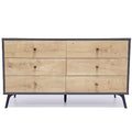 Raveena MAX Chest | Buffet Cabinet with Storage | Sideboard Cabinet | Multifunctional Buffets & Sideboards | Credenza with Six Sliding Drawers | Media Console Table with Storage (Oak, Dark Gray)