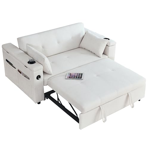 Convertible Sofa Bed 54" with USB Port, Pillow and Side Pockets Q92801