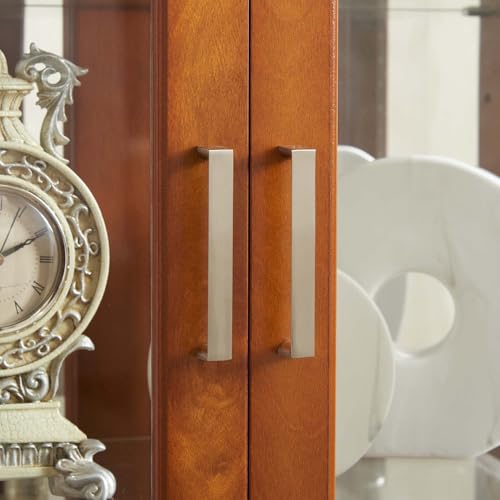Curio Cabinet Lighted with Adjustable Shelves, Wooden Display Case, Cherry E607478