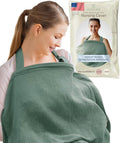 Kiddycare Nursing Cover, Muslin Cotton Privacy Nursing Covers, Gentle on Baby's Skin, Discreet Breastfeeding Covers for Nursing Moms, Breathable Nursing Cover Up for Breastfeeding Essentials (Basil)