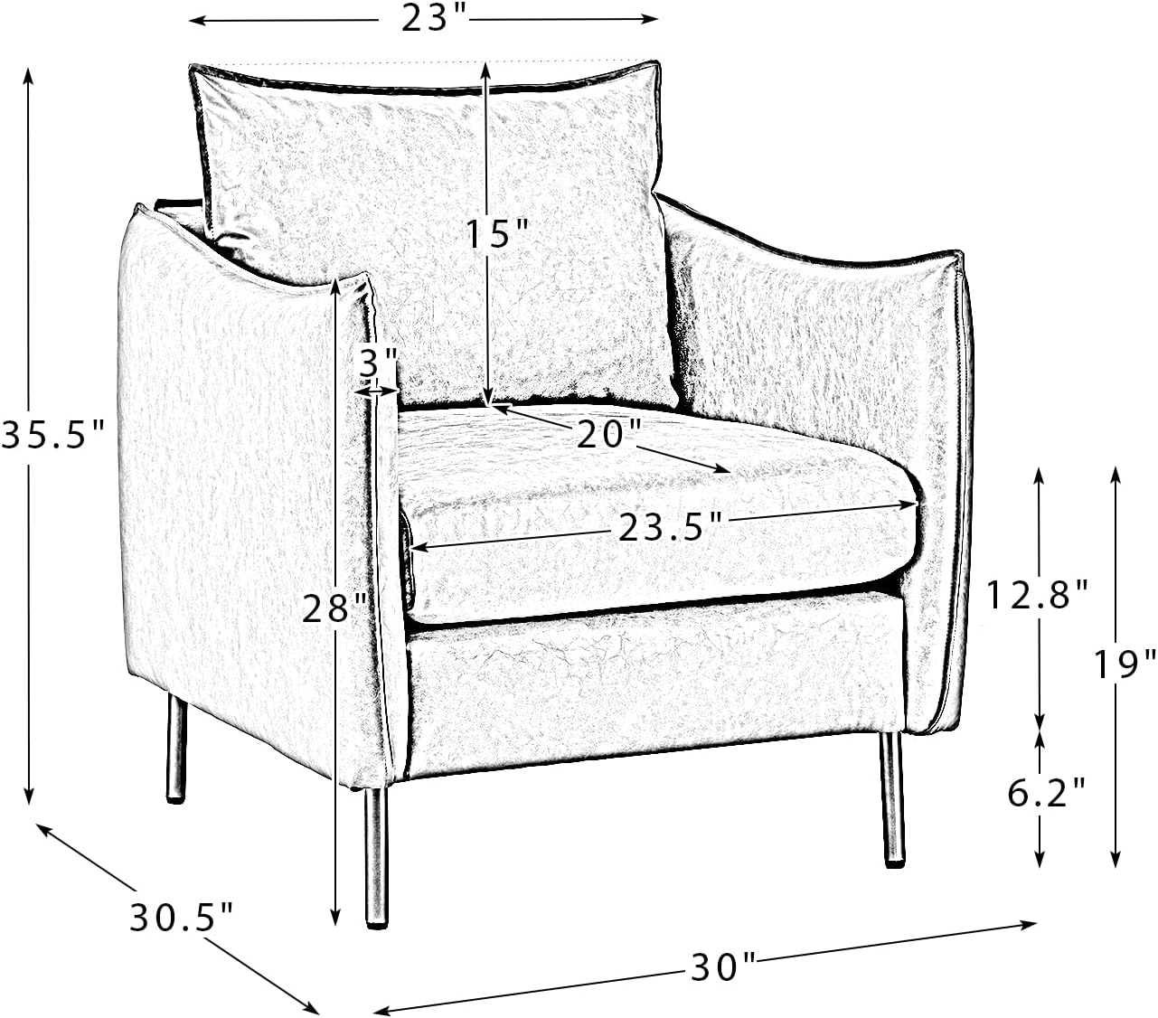 Leather Armchair Set of 2, Modern Accent Chairs with Cushion, Beige X495353