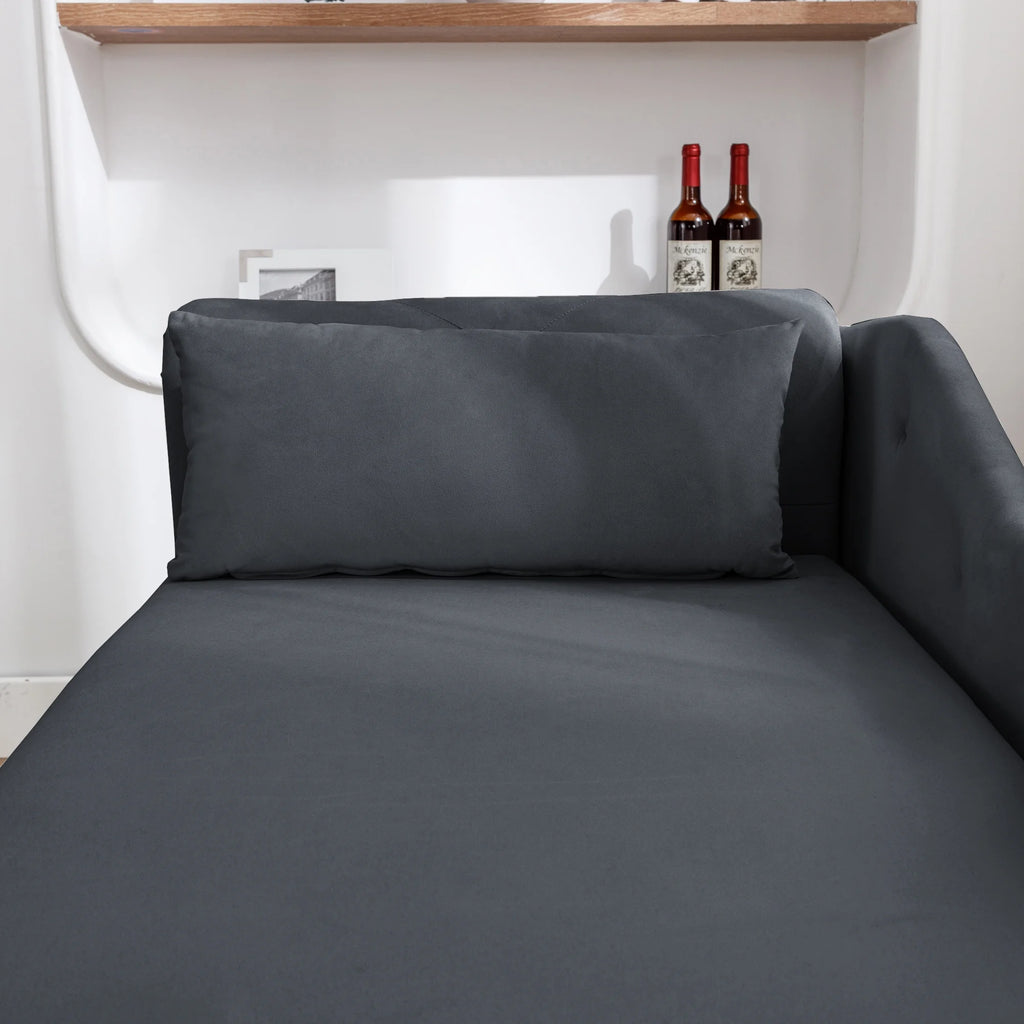 Black Velvet Chaise Lounge with Storage and Pillow L22734