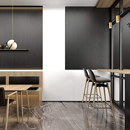 Abyssaly 24" x 118" Black Wood Self-Adhesive Wallpaper Contact Paper O46768