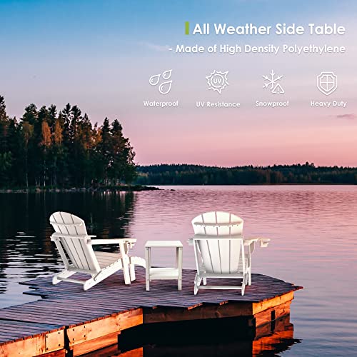 Adirondack Outdoor Side Table, Wood Grain, HDPE Plastic, Dark Brown A422