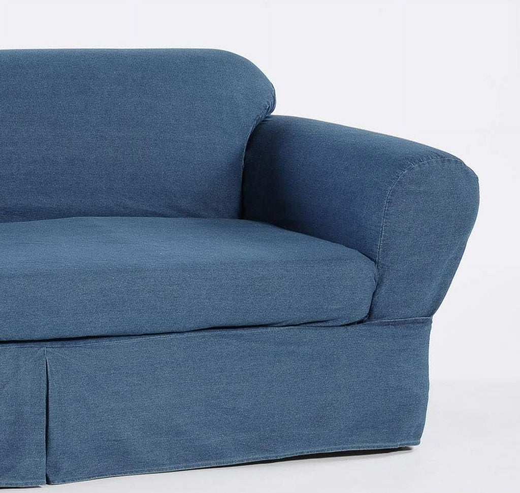 Blue Cotton Denim Sofa Slipcover 2 Piece L7265