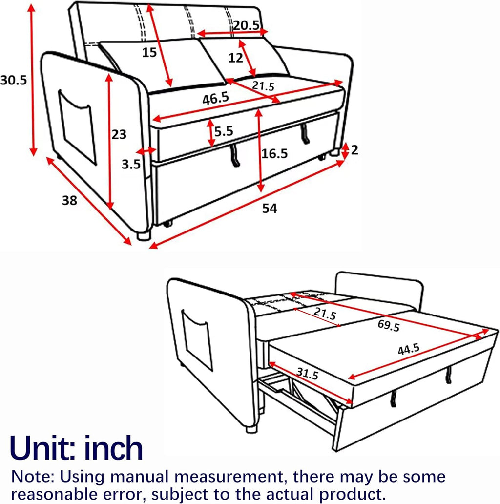 3-in-1 Convertible Sleeper Sofa Bed Recliner, Grey O8746
