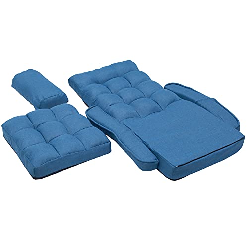 6-Position Adjustable Chaise Lounge Sofa with Armrests and Pillow, Blue B590