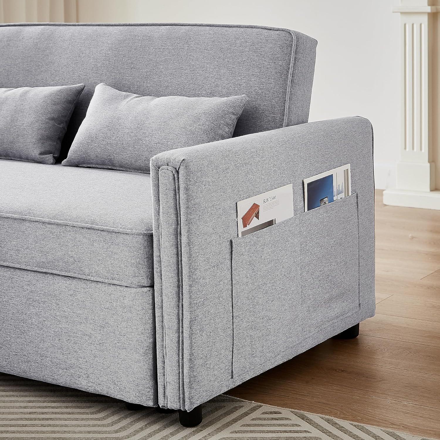 Modern 54" Pull Out Sleep Sofa Bed with Adjustable Backrest and 2 Lumbar Pillows C34954