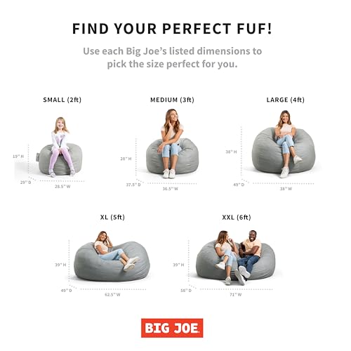 Big Joe Fuf Medium Foam Filled Bean Bag Chair with Removable Cover, Collegiate Green U640