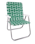 Lawn Chair USA | Folding Aluminum Webbed Chair for Camping, Sports, and Beach | Magnum - Blue Sands with Blue Arms
